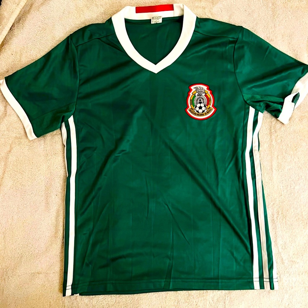Mexico Football Soccer Green S/S Shirt Jersey Size 8 Embroidered Patch